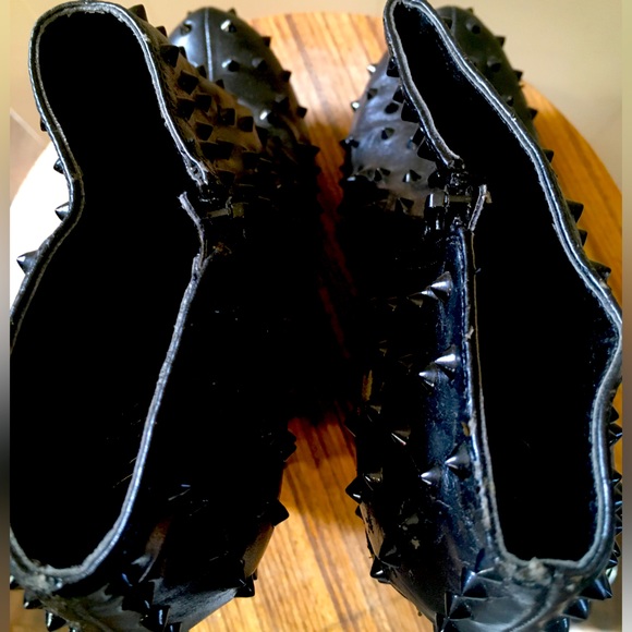 Goth Punk Studded Metallic Wedges - 8 - Picture 7 of 8